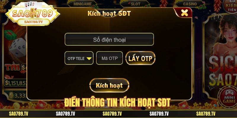 Điền thông tin kích hoạt SĐT 